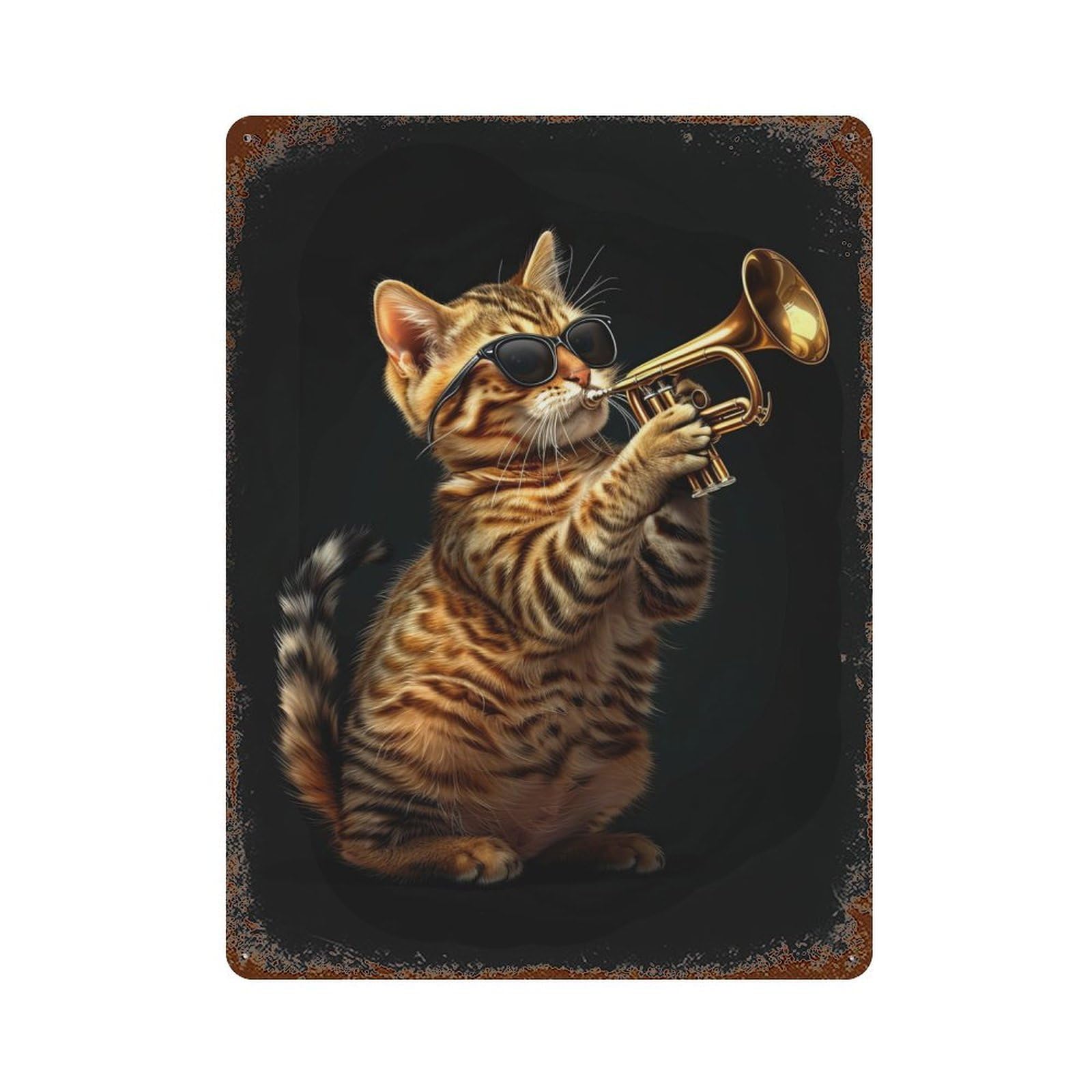 Bengal Trumpet Vintage Rust Metal Sign 15.7"x11.8", Classic Wall Plaque for Basement, Hobby Room And Garage Decor