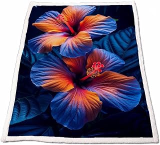 Sherpa Fleece Throw Blanket, Flower Sofa Weighted Blanket Winter Autumn Bedding Large 40 x 50 Inch Thick Warm and Breathable for Fall Decor Chair Sofa Bed Travel Read Gifts for Women (Plant) Model6808