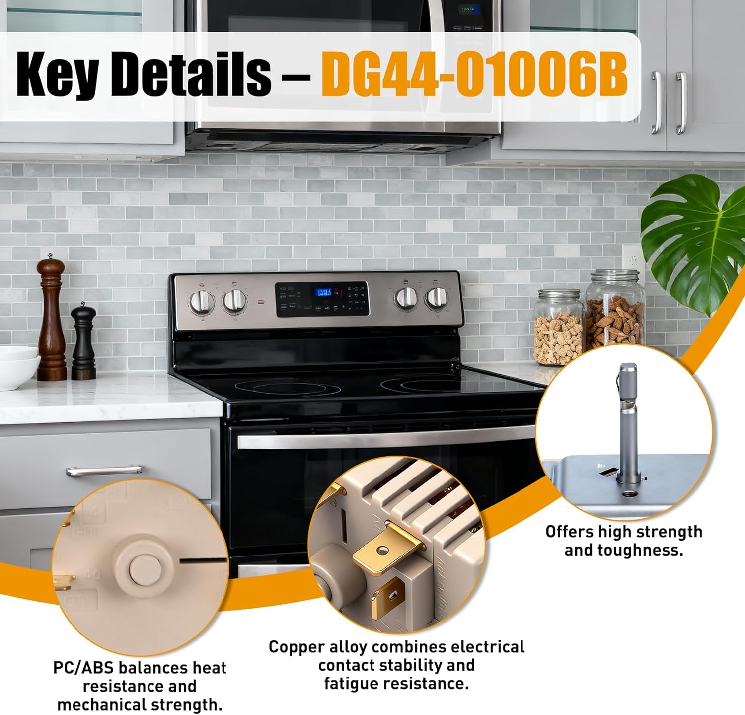 DG44-01006B Dual Infinite Switch Compatible with Samsung Range/Stove, Dual Element Surface Burner Control, Replacement Part for AP6037530, PS11771631, EAP11771631, PD00035203