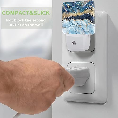 Miniatura 5 de Luz nocturna de mármol azul índigo, luz nocturna enchufable a la pared con sensor de atardecer a amanecer, lámpara LED de ahorro de energía para