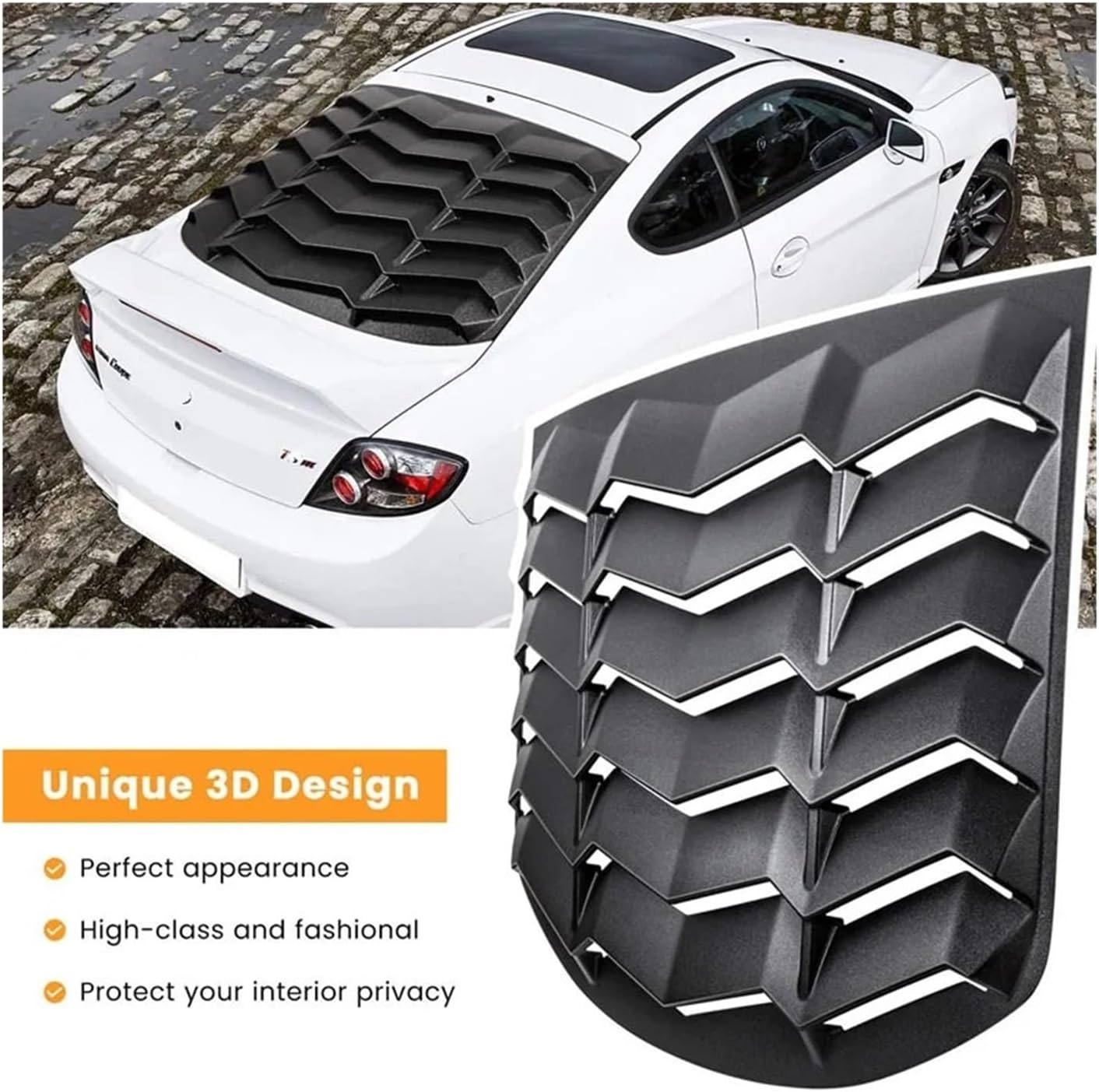 Rear Window Louver Compatible For Hyundai Genesis Coupe 2010-2016 Windshield Sun Shade Cover In GT Lambo Style Custom Fit All Weather ABS