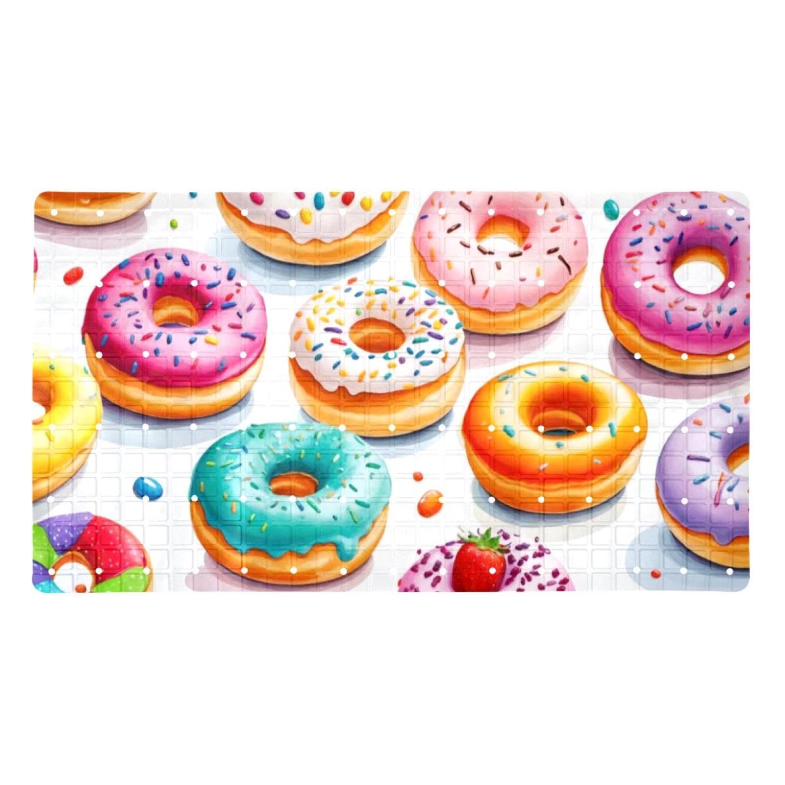 Tapis de bain antidérapant de qualité supérieure Colorful Donuts séchage rapide famille
