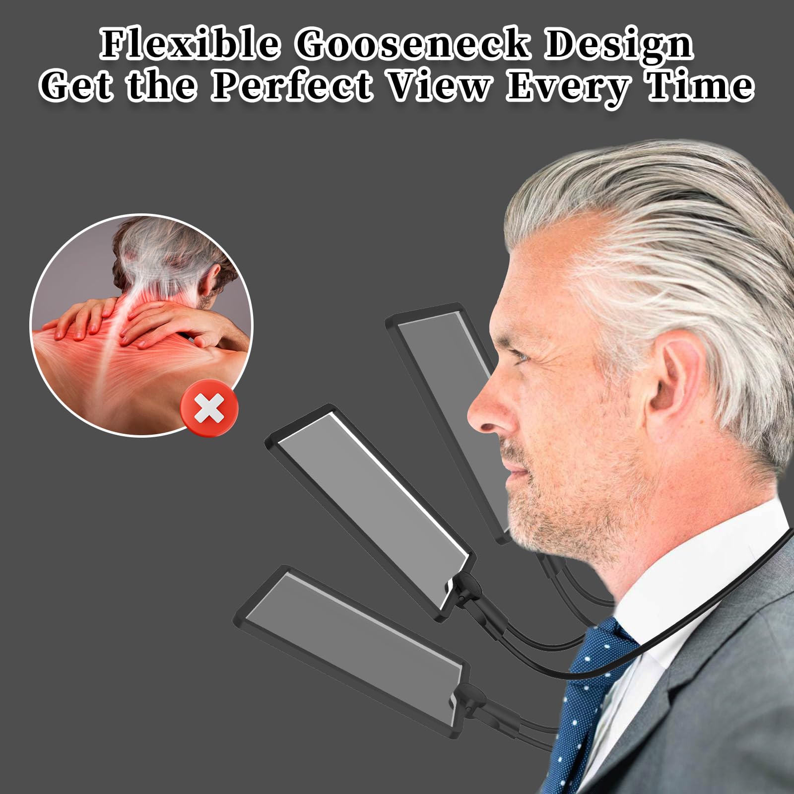 Hands Free 9.4"x6.7" Full-Page 5X Magnifying Glass for Reading, Large Lighted Magnifier with 50 LED Lights, Flexible Gooseneck Magnifier for Neck Wear Repair Sewing Low Vision Elderly - Image 7