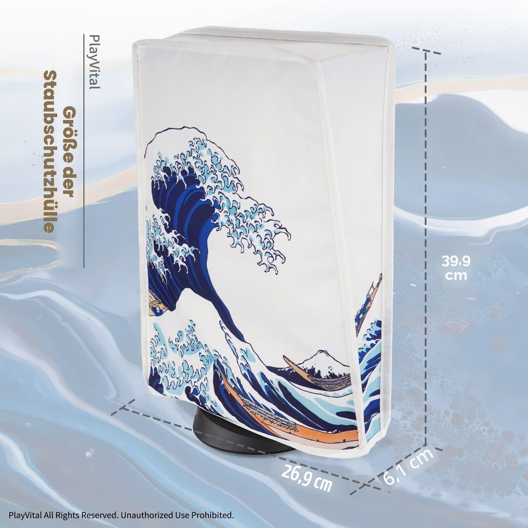 PlayVital Staubhülle für ps5,Staubschutze Hülle Spritzwasserdichte Tasche,Schutzhülle Abdeckung Case für PS5 Konsole Digital Edition&Regular Edition(Welle)