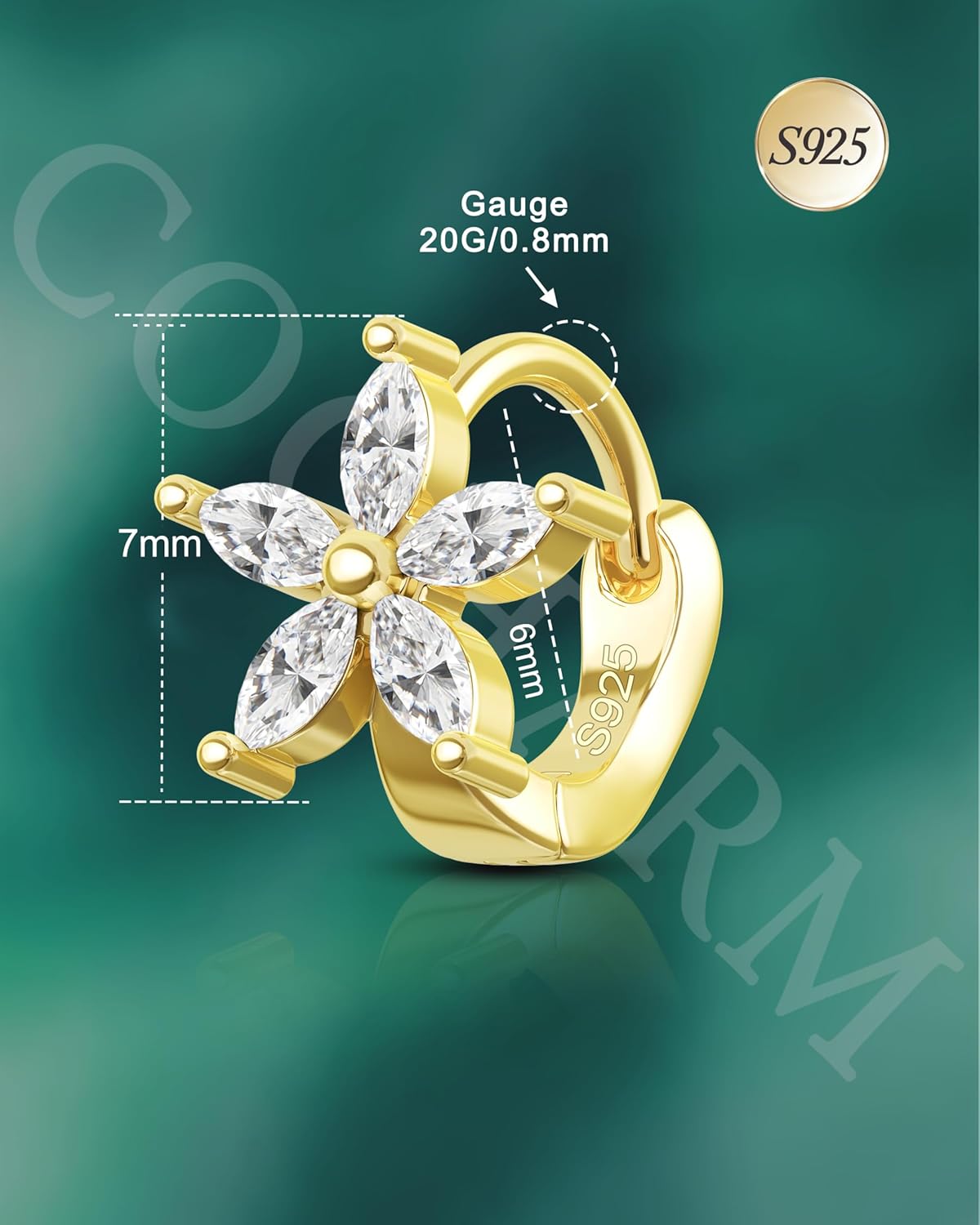 COCHARM 14K Real Gold Plated 925 Sterling Silver Small Hoop Earrings 20g Cartilage Hoop Huggie Hoop Earrings Nose Rings Hoop Helix Daith Tragus Earring for Women Men - Image 7