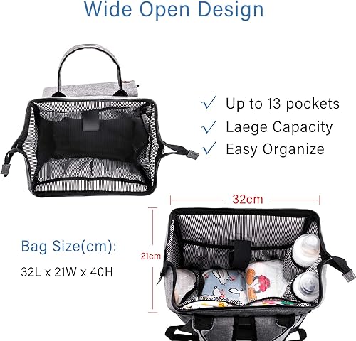 Miniatura 3 de Mochila versátil para pañales grande Elegante mochila impermeable para pañales, bolsa de pañales multifuncional para mamá, Panalera para Bebes 13