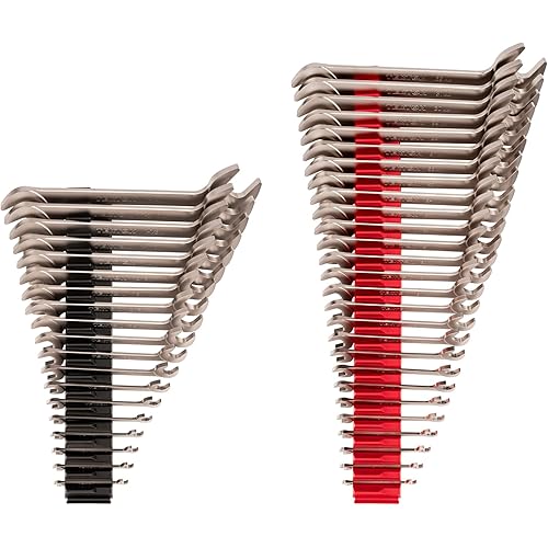 TEKTON Angle Head Open End Wrench Set with Modular Wrench Organizer, 46-Piece (1/4-1-1/4 in., 6-32 mm) | WAE93503 | Made in USA