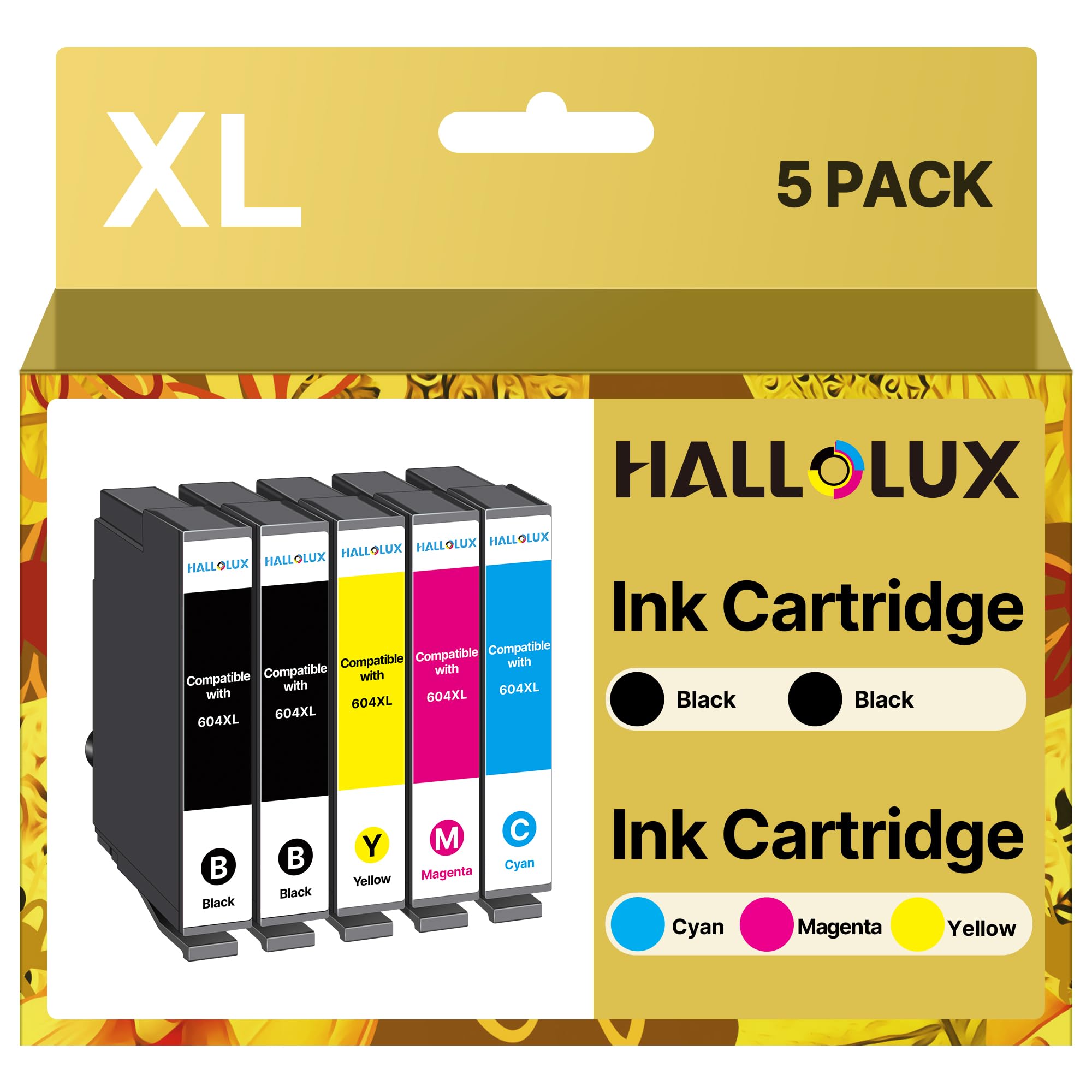 HALLOLUX 604XL Patronen für Epson 604 XL Multipack Patronen für Epson XP 2205 XP 3200 XP 4200 XP 3205 XP 4205 Workforce WF 2930 WF 2935 WF 2910 (2 Schwarz,1 Cyan,1 Gelb,1 Magenta, 604 XL Multipack)