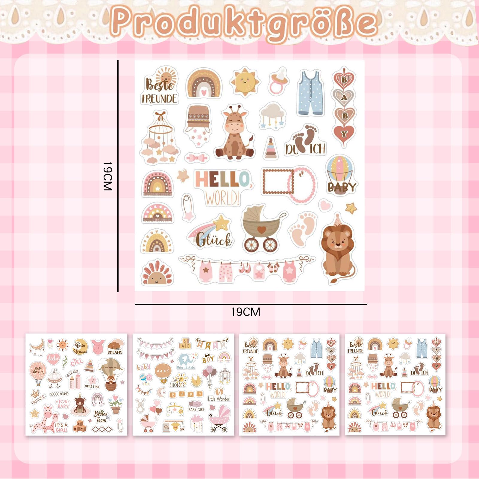 Adesivi Per Album Bambini - 8 Fogli, 220 Pezzi, Tema Neonato, PVC Trasparente, Per Scrapbooking E Decorazioni - Foto 8