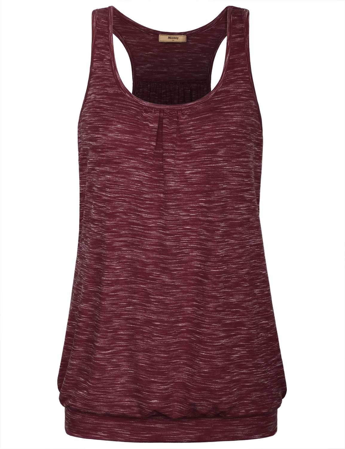 Miusey Womens Sleeveless Round Neck Loose Fit Racerback Yoga Tank Top
