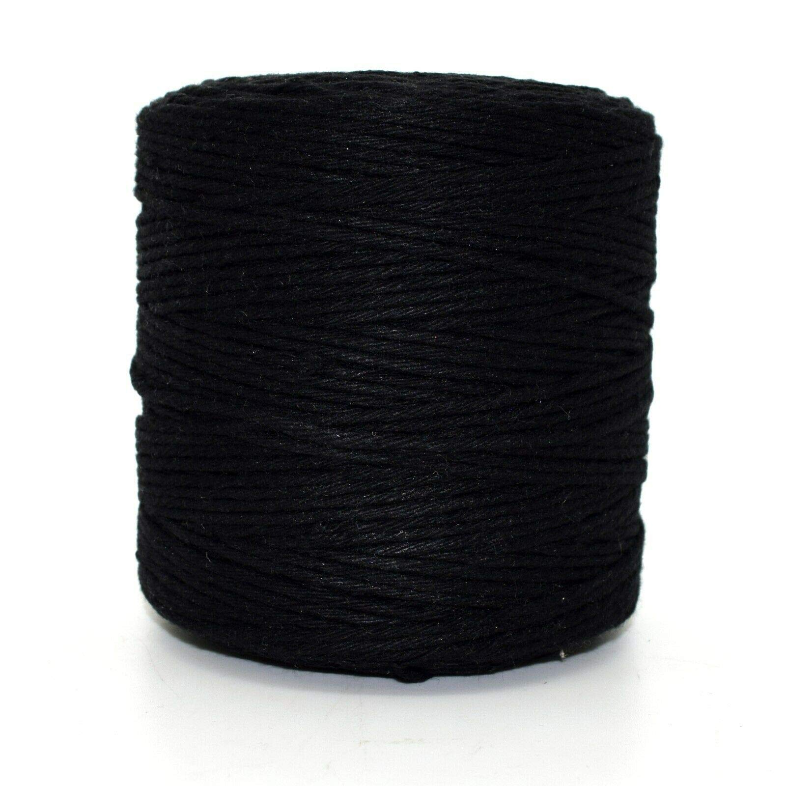 Soladirect Black Premium Macrame Cord, 300 M / 984 Ft Of 2 Mm Thick Natural Cotton Thread Yarn Macrame Rope For Wall Hangings, Plant Hangers, Diy Crafts, Home Decorations, Gift Wrapping (Reel)