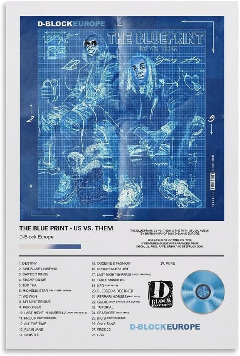 D Block Europe The Blueprint Us Vs Them 22 Canvas Poster Wall Art Decor Print Picture Paintings for Living Room Bedroom Decoration Unframe-style 12x18inch(30x45cm)