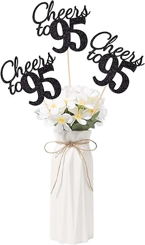 Miniatura 37 de Gexolenu Cheers to 21, paquete de 10 piezas de centros de mesa de cumpleaños número 21 con purpurina negra de doble cara para mesas, palitos