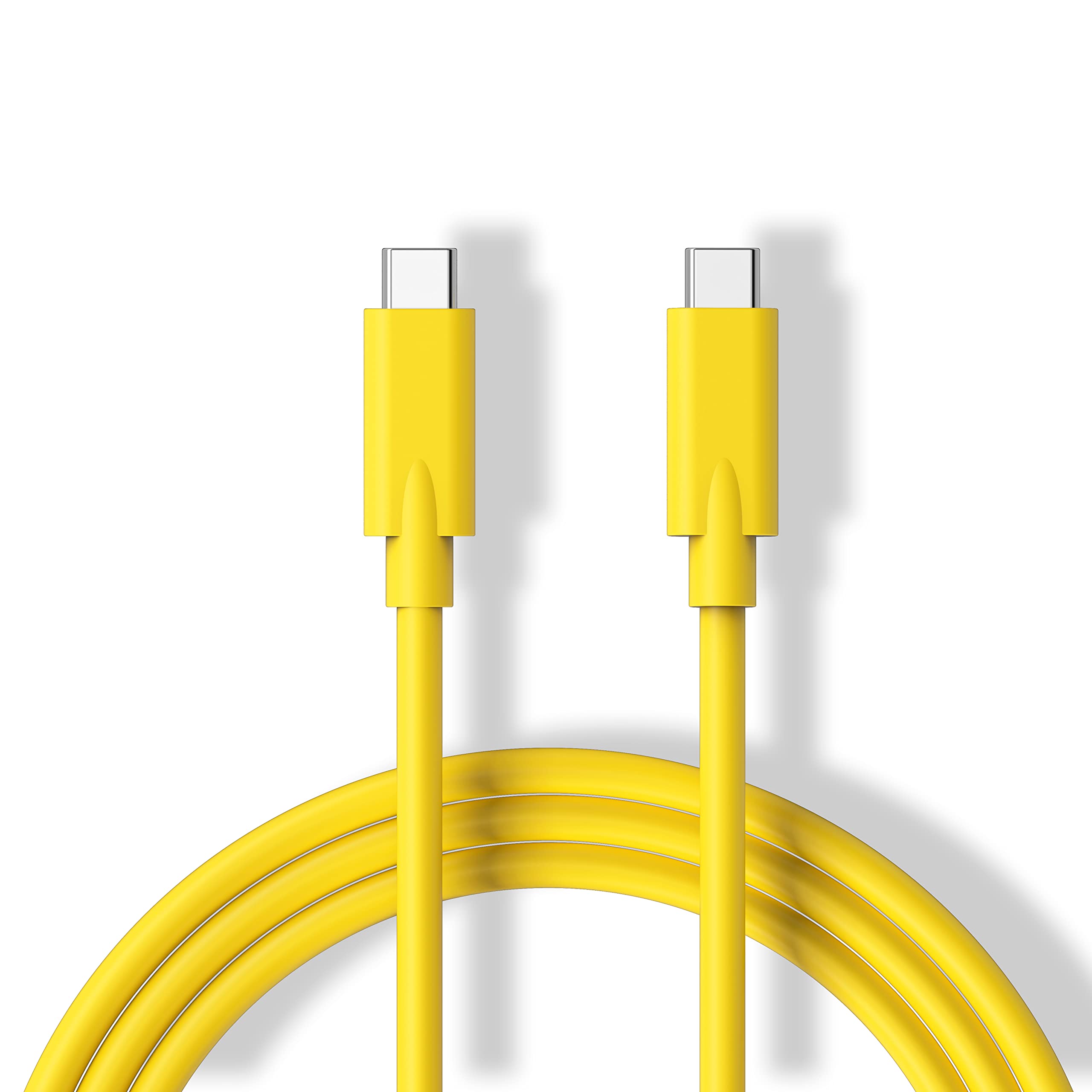 Cavo da USB C a USB C 2.0 con 100W PD, trasferimento dati 480Mbps 5A ricarica rapida tipo C a C cavo compatibile con smartphone, tablet, computer portatile - 1,6 m (giallo)