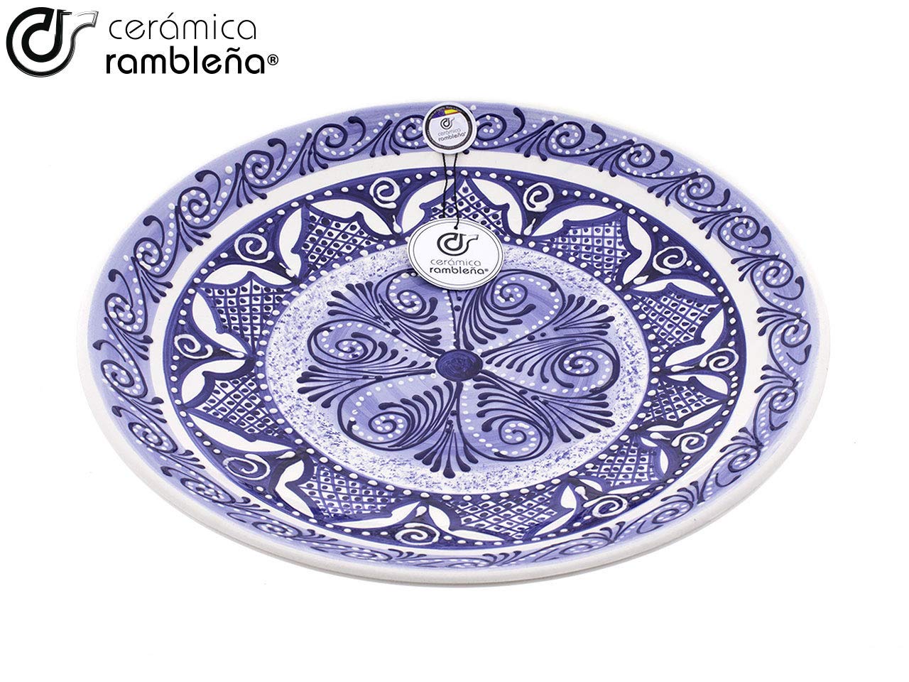 CERÁMICA RAMBLEÑA | Plato decorativo para pared | Plato de cerámica modelo D25 | 100% decorado a mano | 35x35x5 cm