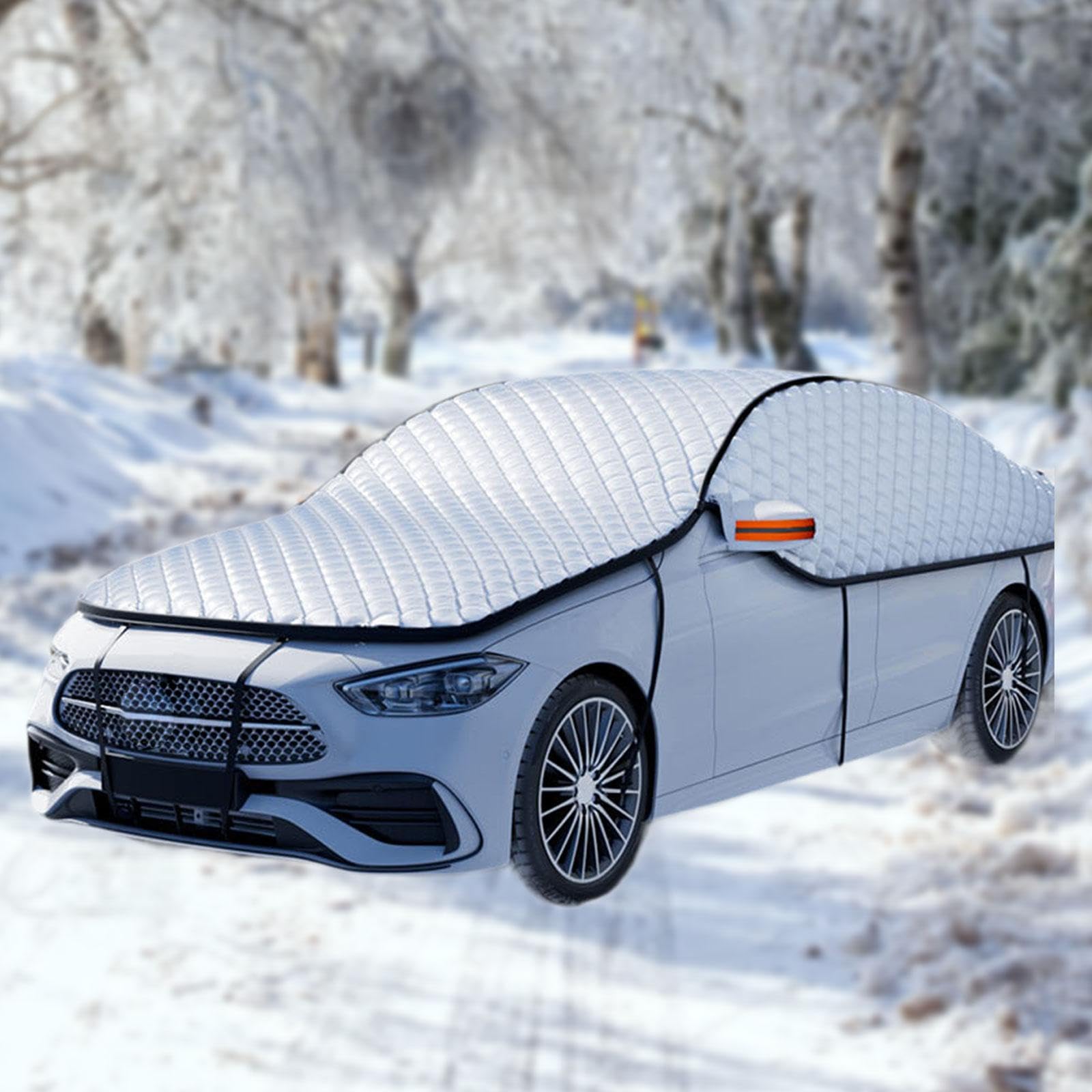 Pare-Brise Voiture Couverture Antigivre Protection Solaire Housse Aluminium Renforcé Résistante Contre La Neige La Glace Les Le Vent E, 233 X 515 Cm