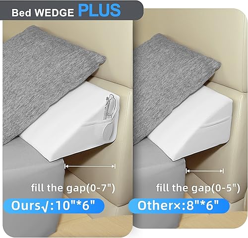 Miniatura 4 de Talcusble Tamaño Queen (60 x 10 x 6 pulgadas) almohada de cuña de cama Plusrelleno de cama para cojín triangular llena el espacio (0-8 pulgadas)