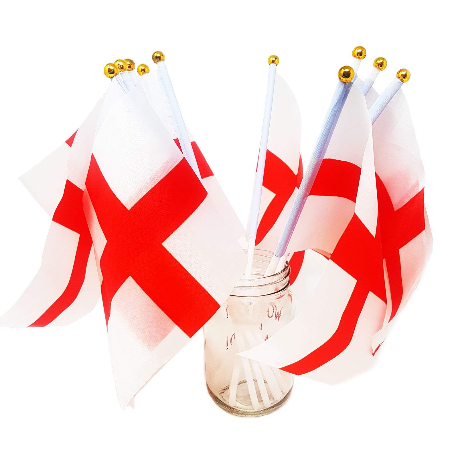 WS UK Mini Handheld Flags with Waving Sticks [England, Pack of 100]