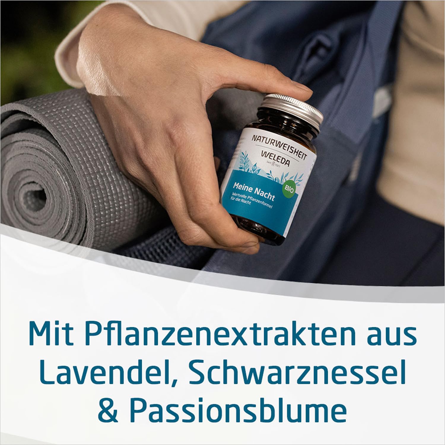 WELEDA Bio Naturweisheit Meine Nacht, Nahrungsergänzungsmittel Einschlafhilfe mit Ashwagandha, Baldrian, Passionsblume & Lavendel für einen gesunden Schlaf (46 Kapseln, laktosefrei, glutenfrei, vegan)