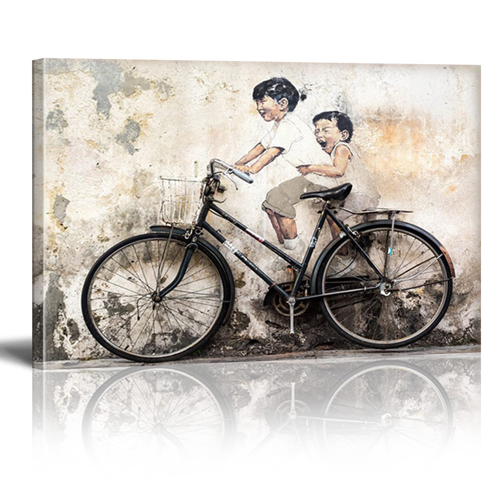 DQTUYIOP Banksy Canvas Wall Art for Living Room Bedroom Kids Push Bike 80x120cm Large Wall Art Inspirational Quotes Paintings Artwork Classic Street Artwork Hallway Stair Decorations