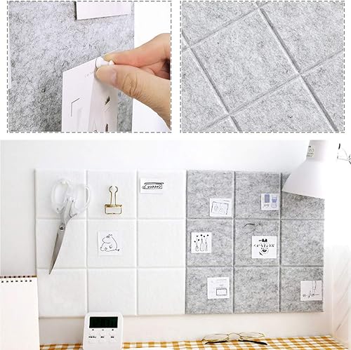 Miniatura 5 de Azulejos de fieltro grandes de 11.8 x 11.8 pulgadas para pared con 30 pasadores, paquete de 6 tableros de anuncios para oficina en casa, cocina,