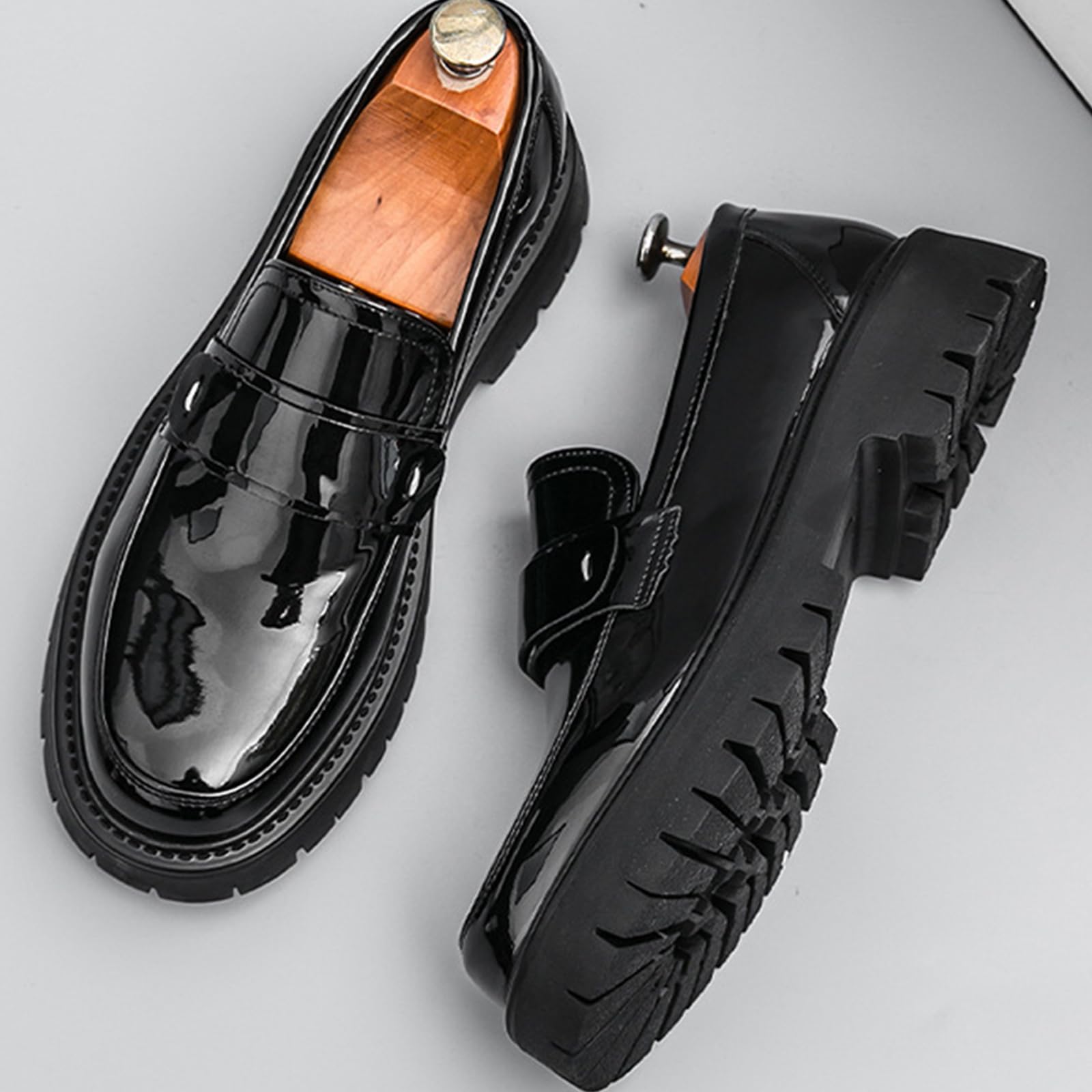 Scarpe Eleganti da Uomo Tacco Basso Scarpe Oxford Punta Arrotondata