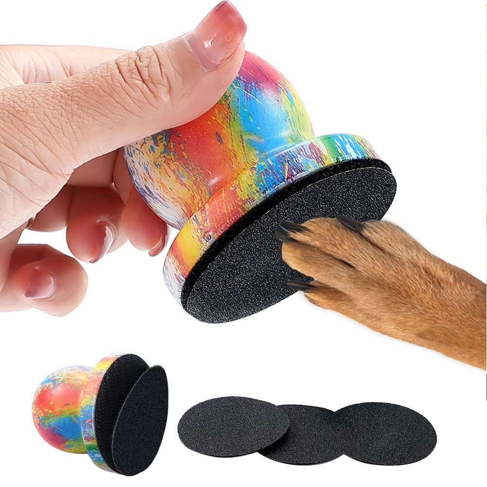 Dog Nail File,Manual Nail File Scratch Board for Dogs & Cats,Wooden Handle Dogs Nails Grinder with 3 Replaceable Discs,Dog Scratch Pad for Gentle & Effective Nails Care,Stress-Free Trimming Tool（C）