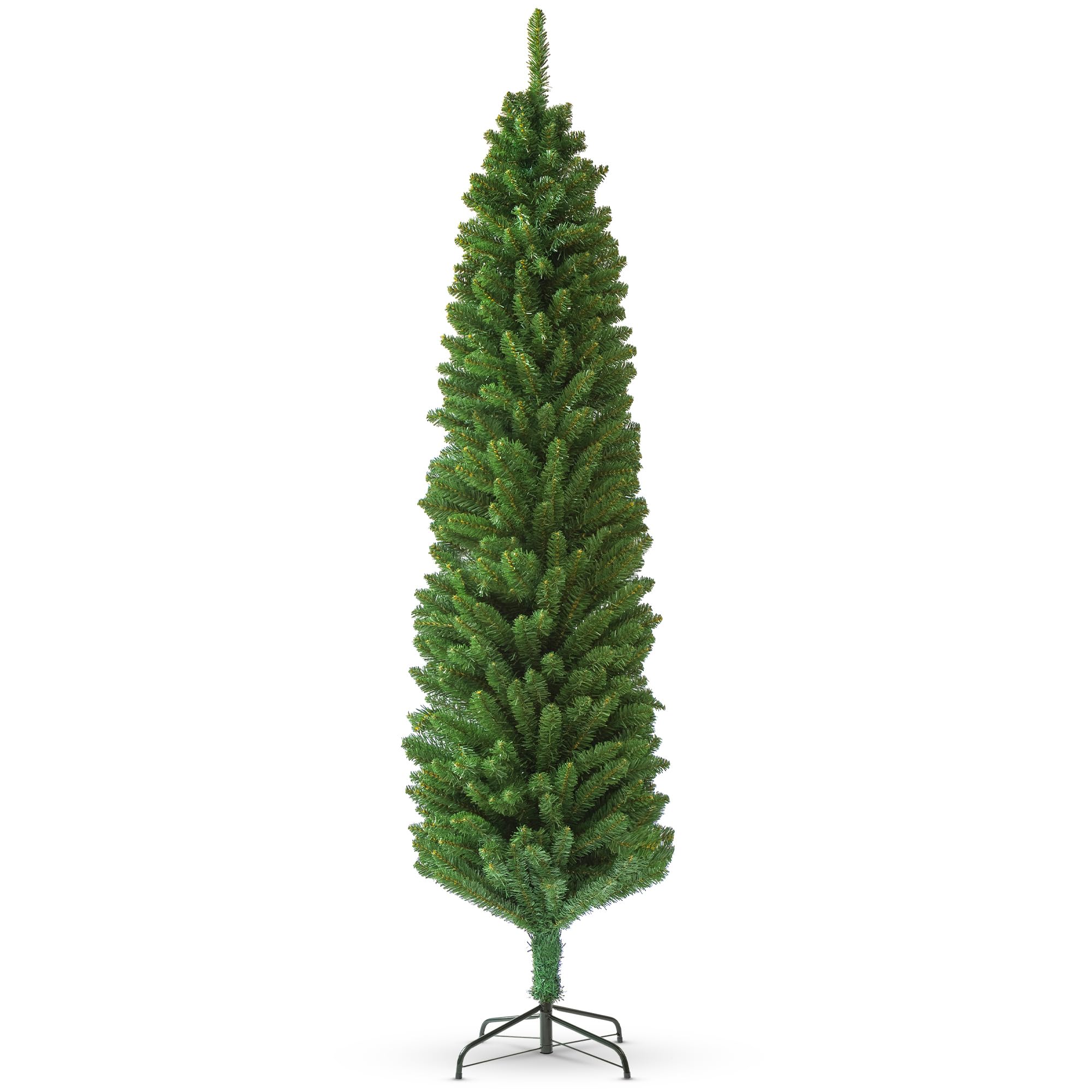 Slim Christmas tree - Green Artificial Christmas Tree with 555 Branch Tips – slim pencil Christmas trees with Metal Stand (Green, 6ft)