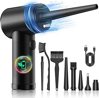 Electric Compressed Air Duster Cleaner for PC - Rechargeable Cordless Compressed Air Cleaner Blower 91000RPM for Laptop, Keyboard, Electronics, Home Cleaning, Alternative to Canned Air Duster