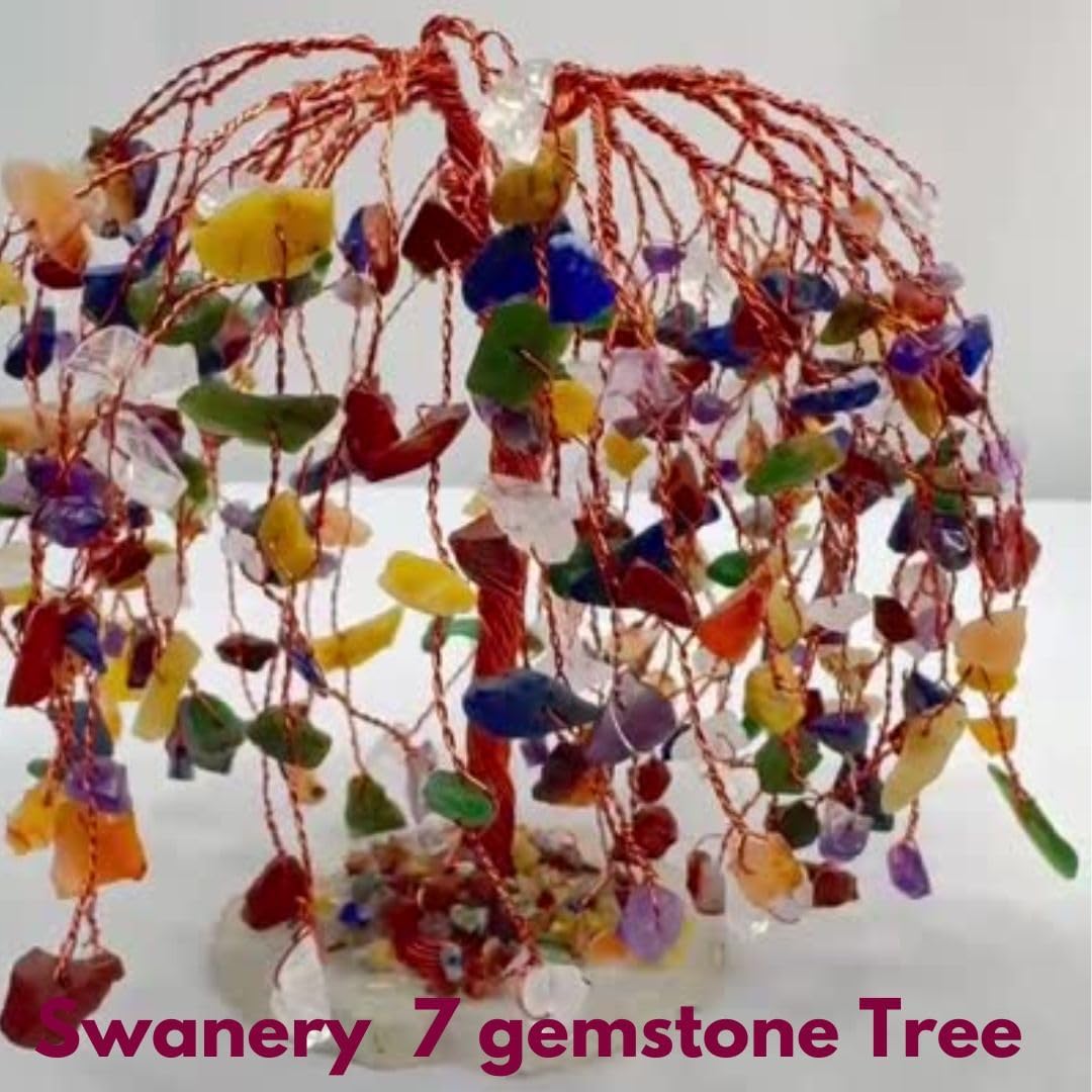 Crystal Tree of Life 7 Chakra Healing Crystal Trees for Home Decor, Office Desk Decor, Living Room Decor, Bonsai Trees for Positive (#036 Seven Chakra Crystal Tree (Palm Shape))