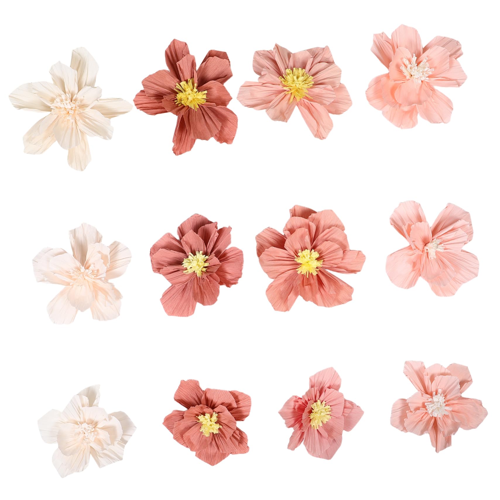HAWILLOSCH 24pièces Fleurs Papier Crépon pour Décoration Murale Fleurs Artificielles Lifelike pour Mariages Fêtes Et Événements Spéciaux Variété De Couleurs Et Facile à Installer