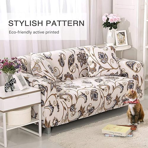 Miniatura 2 de Lamberia Funda de Sofá Estampada Elástica Funda de Sofá Fundas de Sofá para Sofás y Sofás de Dos Plazas con Dos Fundas de Almohada (Love Forever,