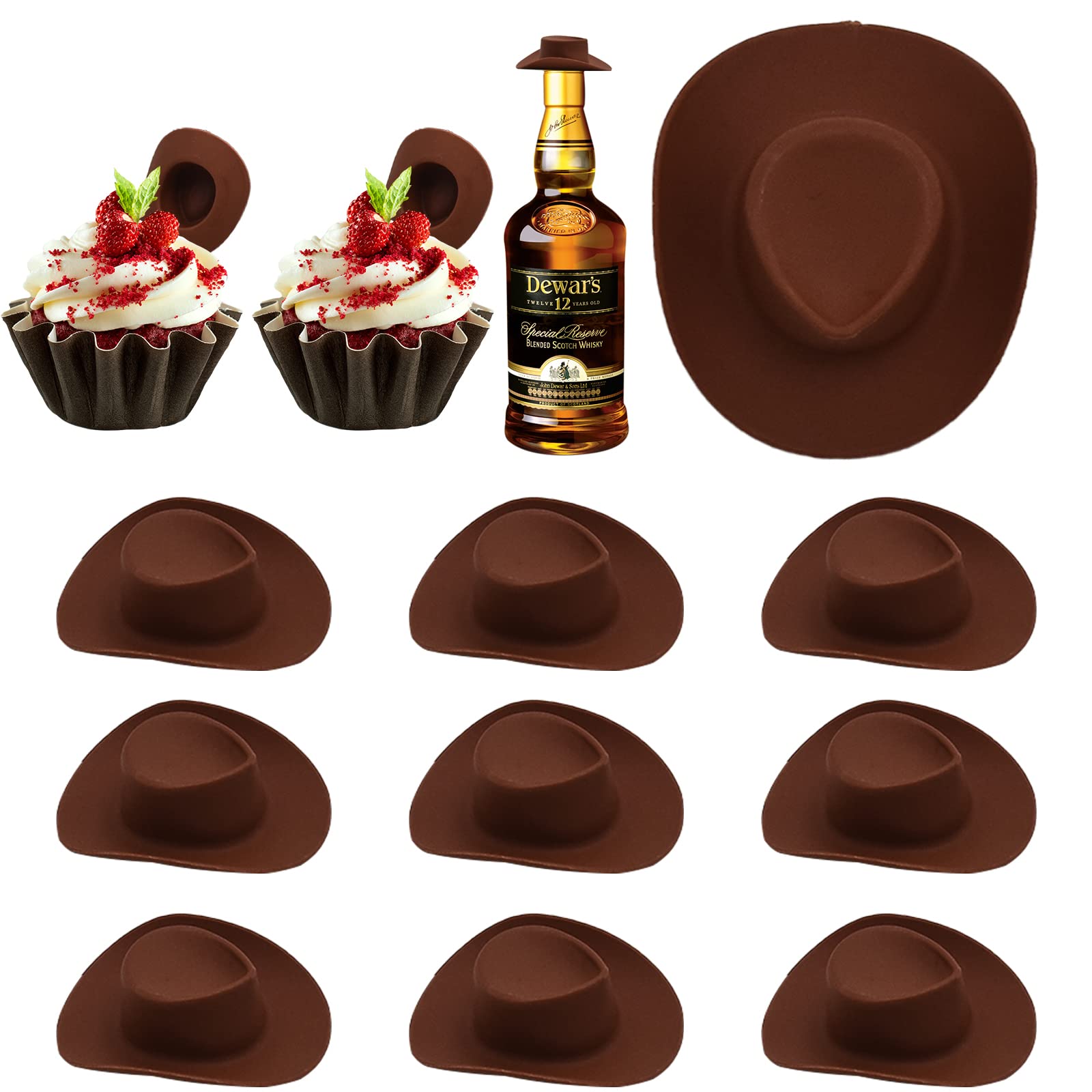 20 Pieces Mini Western Cowboy Hats Cowgirl Hat Plastic Miniature Doll Hats Tiny Cowboy Hats Party Pack for Crafts Cowgirl Party Decorations