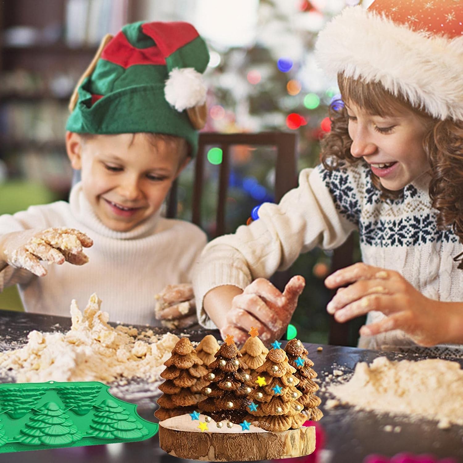 Amazon Co Jp クリスマスシリコンモールド クリスマスツリーの形をしたケーキベーキングトレイ パーティーデコレーション用の小さなチョコレートとキャンディーモールド T T ファッション
