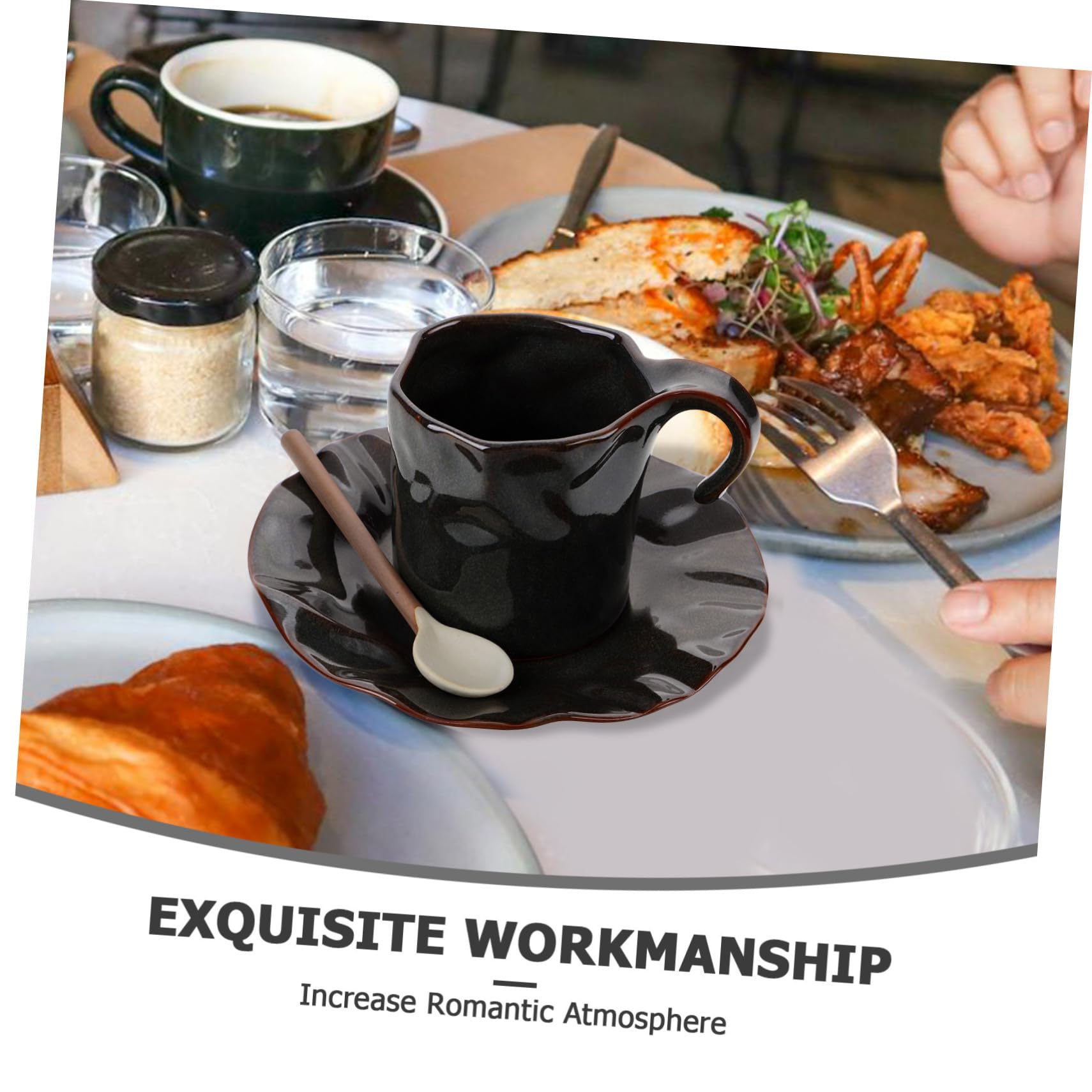 Tasse à Café en Céramique avec Soucoupe, 150ml, Poignée Pratique, Bord Lisse, Maison Restaurant, Lot de 1 Set de Set