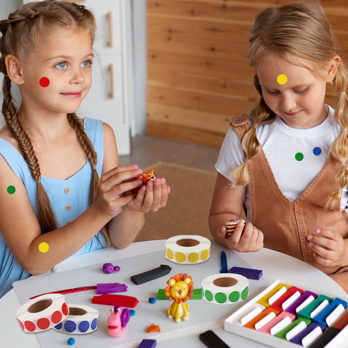 Gommettes Autocollantes Rondes Multicolores 13 mm 4000 Pièces 4 Rouleaux pour Tri Bureau Marquage Bricolage