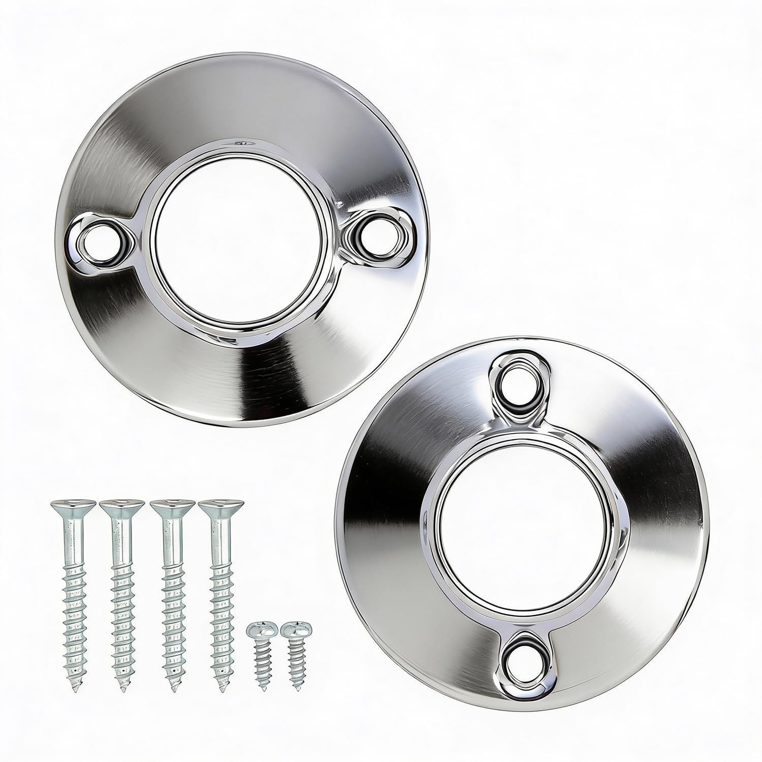 HIGHCRAFT Shower Curtain Rod Flange, Screws Included, Chrome Plated Steel