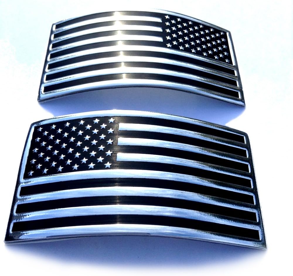 USA US American Flag x 2 Chrome Flexible Badge Decal Emblem for Car Truck SUV American Flag Decal Sticker for Car Bumper Truck Flag Stickers American Flag Emblem Decal (4 x 2 inches)