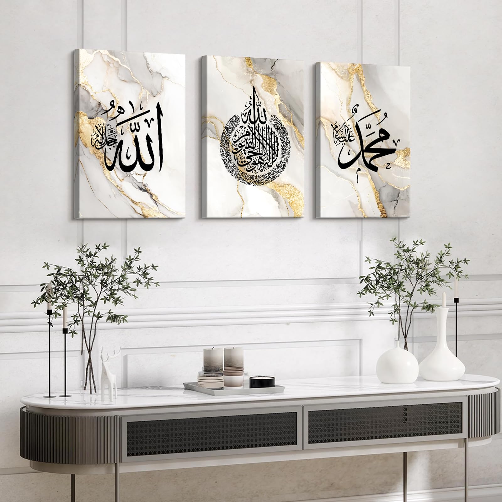 3 Pcs Wooden Framed Canvas Wall Art Set Bohemian Sage Green Canvas Prints Poster Geometric Line Beige Green Pictures for Living Room Bedroom Dinning Room Hallway Stairs Wall Decor 30x40cm x3pcs — view 491