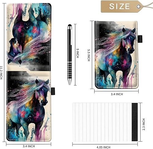 Miniatura 24 de Juego de 4 soportes para bloc de notas de tamaño de bolsillo, de piel sintética, mini bloc de notas con 2 bloc de notas pequeños y lápiz capacitivo