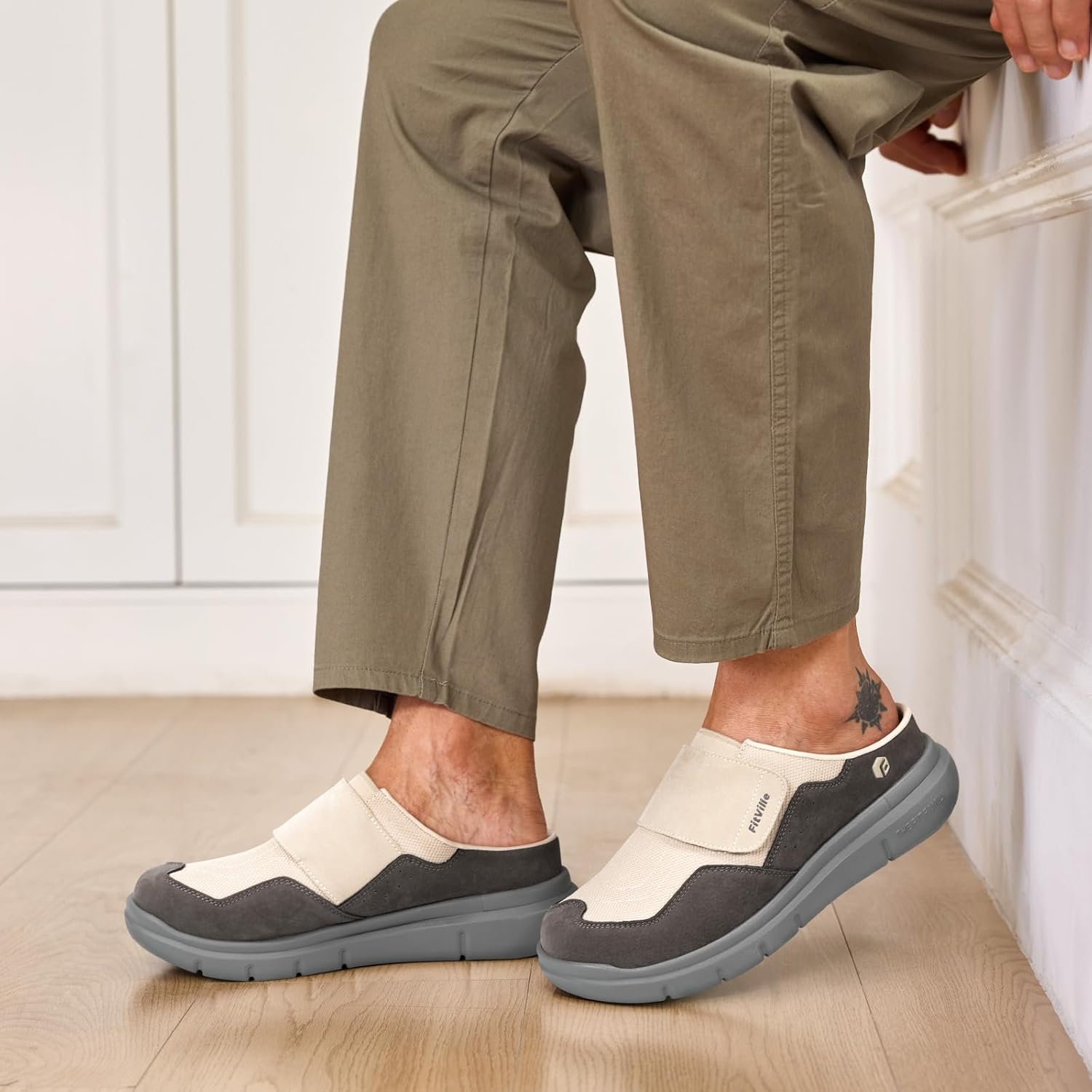 FitVille Diabetic Shoes for Men Wide Width Mens Diabetic Slippers Extra Wide Slip On Slippers for Swollen Feet Slip on shoes with Arch Support - Image 2