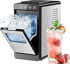 Kismile Ice Maker Countertop, 26Lbs/24H Ice Maker with 2 Sizes Bullet Ice, Interior Light, Self-Cleaning, Fast 8 Cubes in 6 Mins, Compact Ice Maker for Kitchen, RV, Personal Use, Stainless Steel