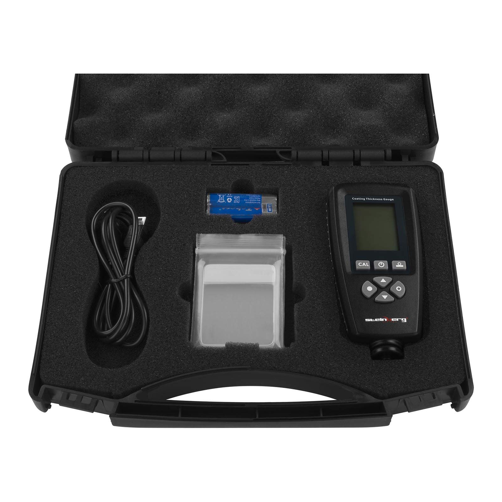 Steinberg Systems Schichtdickenmessgerät Lackschichtenmesser Lacktester SBS-CT-123 Pro (Messbereich 0-5.000 µm, Messgenauigkeit ±2% + 1 µm, Speicherkapazität 320 Messwerte, inkl. Koffer und Zubehör)