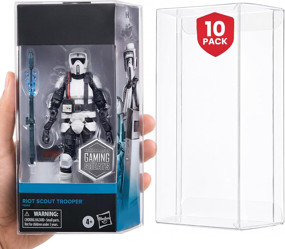 Action Figure Case for 6in Star Wars Black Series with Angled Box | 10 Pack | 0.40mm Clear PET, Scratch-Resistant | 9.05 x 5.03 x 2.04 in (23 x 12.8 x 5.2 cm)