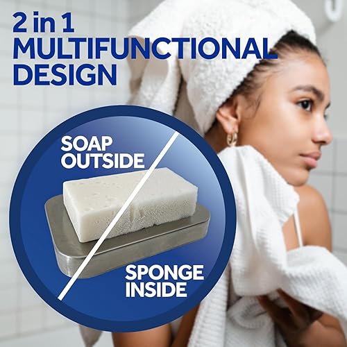 Charcoal & Pearl Soap Sponges 4-Pack - Deep Clean Body Scrub(Pearl + Coffee + Pore-Cleansing)