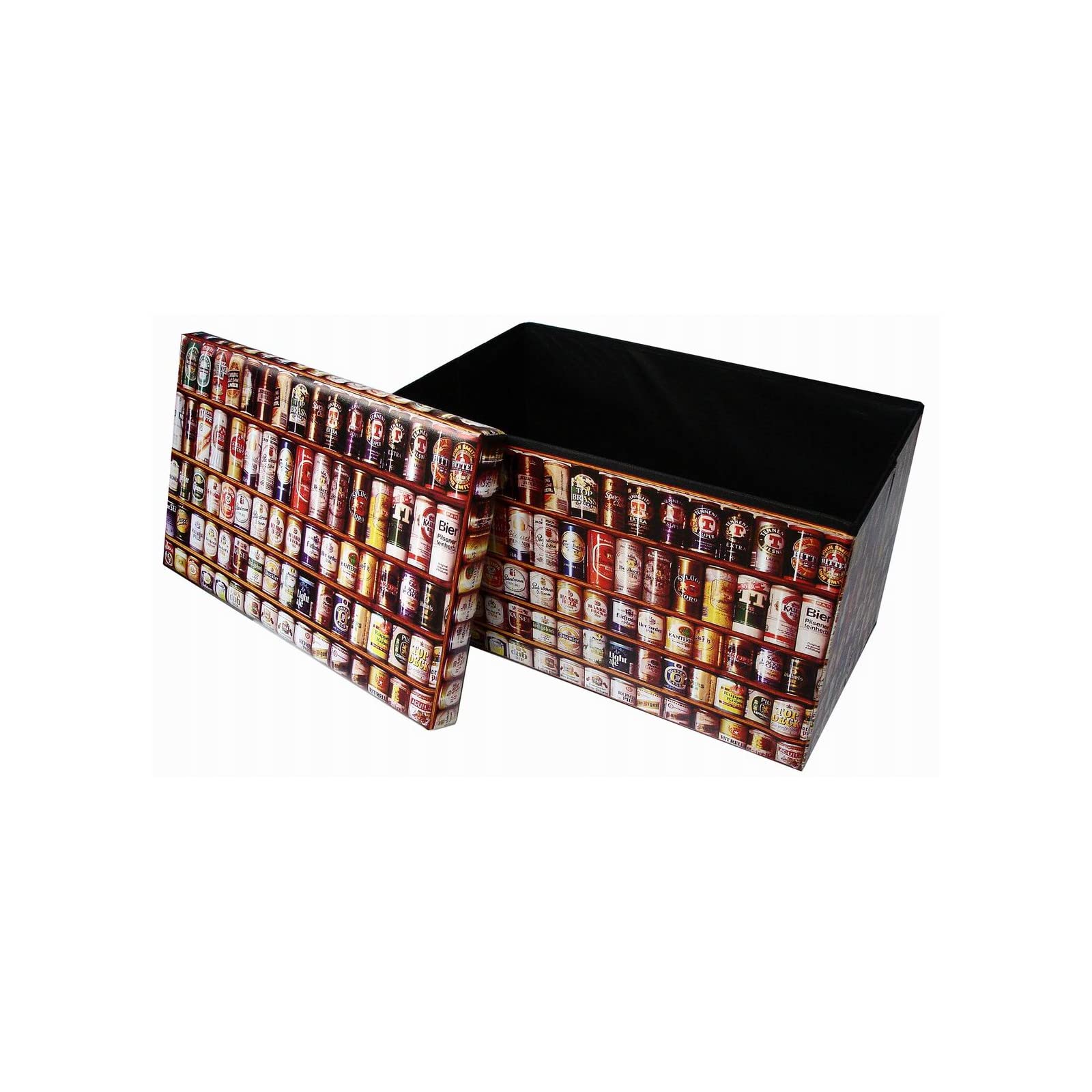 Pouf De Rangement Carré 60x35x35 Cm - Banc Et Coffre Avec Couvercle - Similicuir Décoratif - Pour Enfants Et Adultes