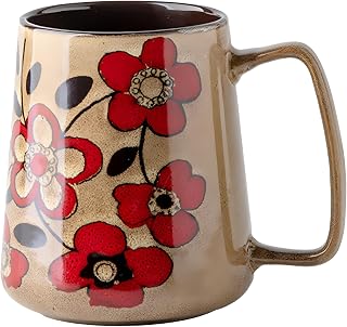 24oz/710ml Large Ceramic Coffee Mug with Handle,Hand Painted Vintage Floral Big Coffee Cup,Tall Tea Cup for Office and Home,Extra Large Ceramic Coffee Mug,Microwave and Dishwasher Safe