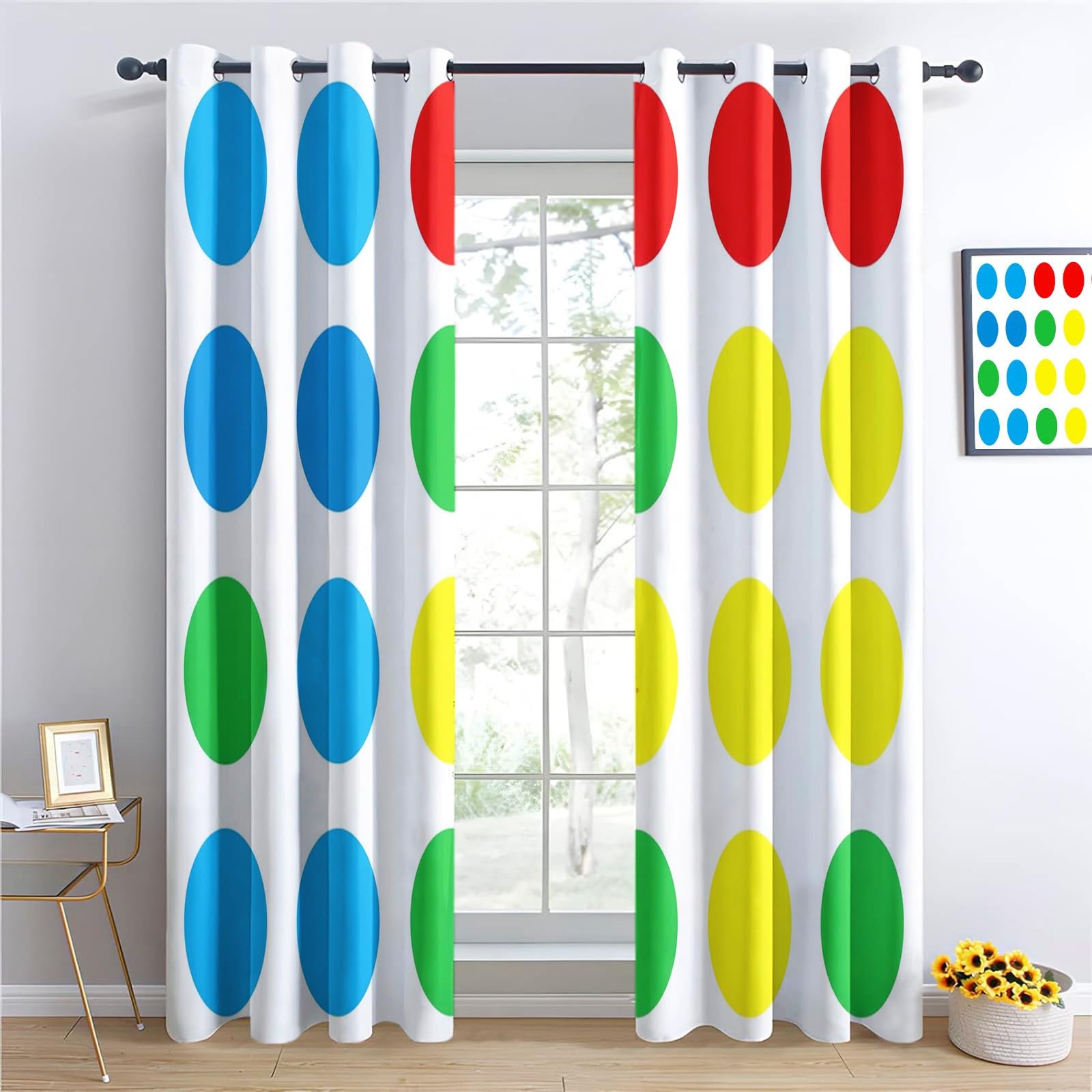 Tende Oscuranti 2 Pezzi Punti Colorati L140 x A245cm Tende Camera Da Letto Moderna Con Occhielli, Tenda Termica Isolante, Stampa 3D Tenda Per Soggiorno Cameretta