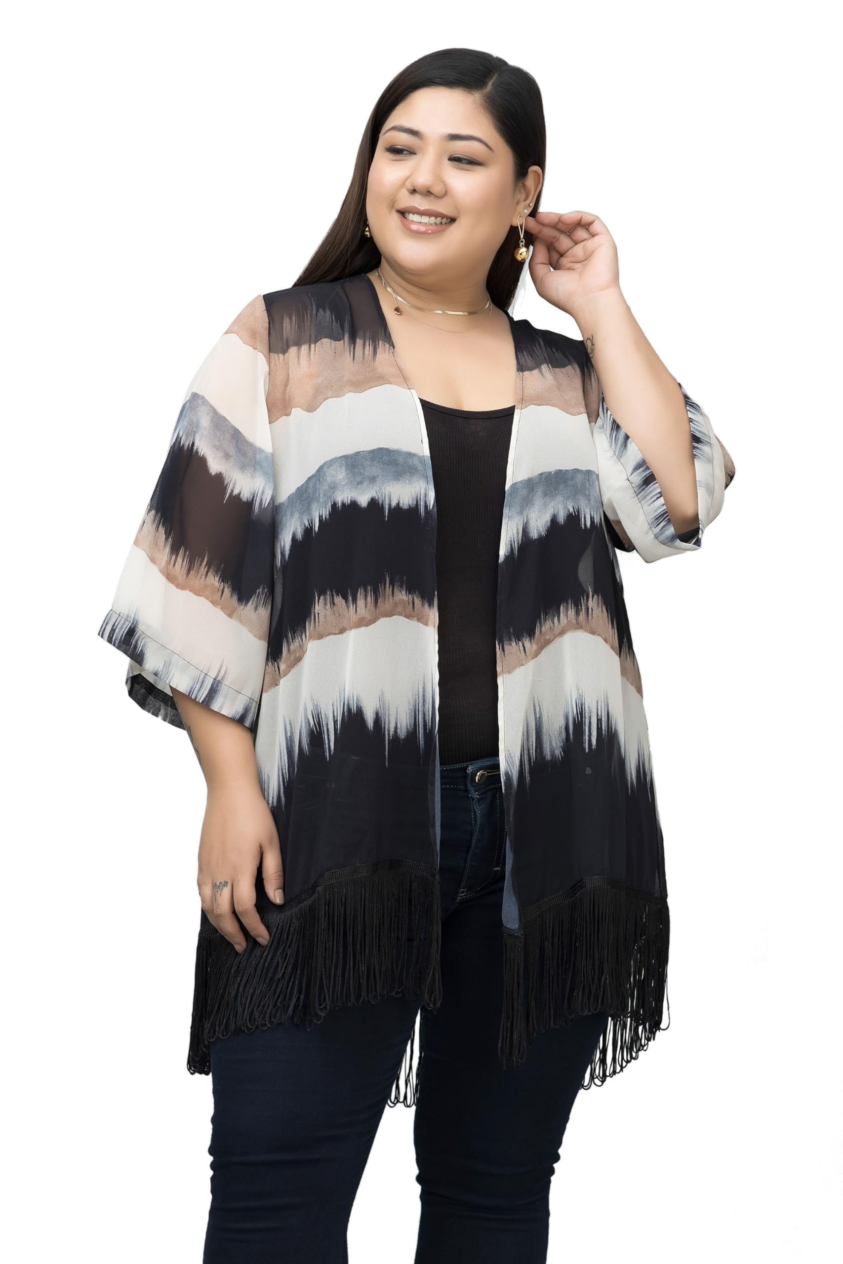 purys Women's Plus Size Multicolor Georgette Ombre 3/4Th Sleeve Shrug, OneSize-picture-48