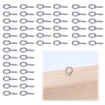 Muzata 50pack 7/8 M3 Screw Eye Hook Wood Screws Metal Hook T316 Stainless Steel for Wood Securing Cable Wire Terminal Ring Eyelet Self Tapping Eye Bolt Indoor Outdoor CN18 HN2